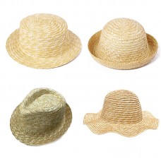 Mujers Child Natual Handmade Straw Hat Panama Flat Top Wave Brim Roll Brim T249  eb-05216744